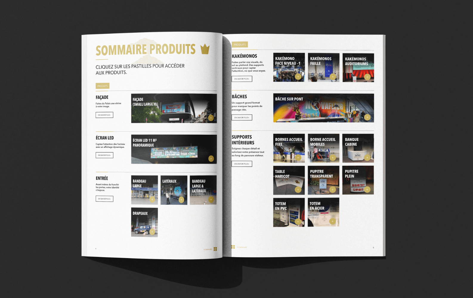 Sommaire du catalogues dédiés à la signalétique
